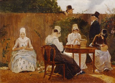 Die Familie Chalon in ihrem Londoner Stadtgarten, frühe 1800er von Jacques Laurent Agasse